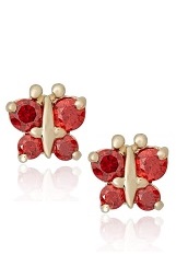 ravishing yellow gold diamond cubic zirconia January garnet birthstone baby earrings